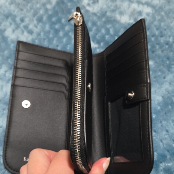 Kate Spade Black Wallet with Blue and Silver Dots - Picture 2 of 4